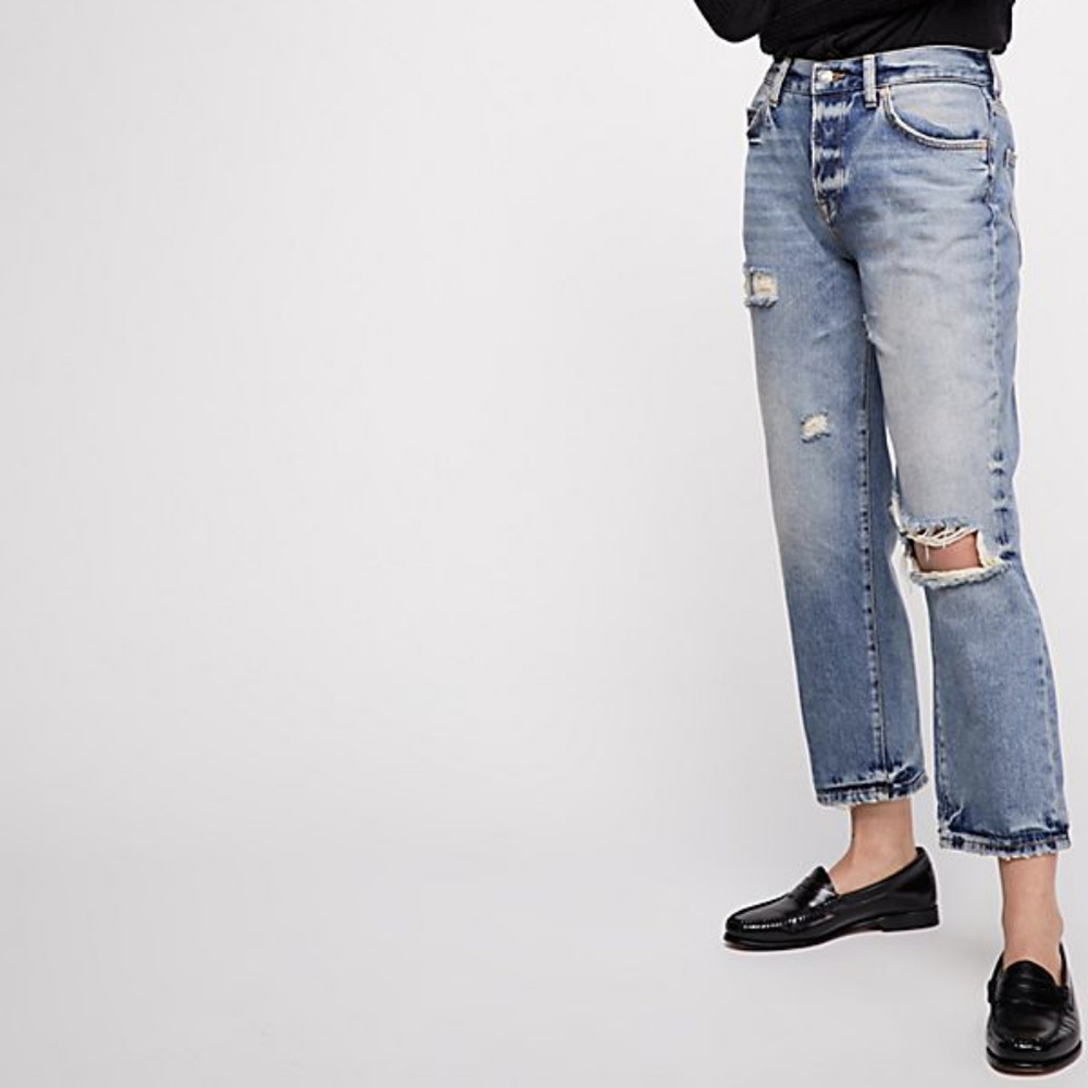 Free People Extreme Washed Boyfriend
